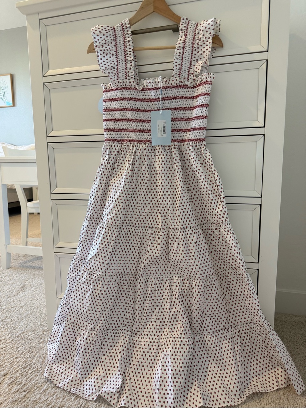 Hill House Home The Ellie Nap Dress - White Poppy Half Drop size M - Picture 1 of 6